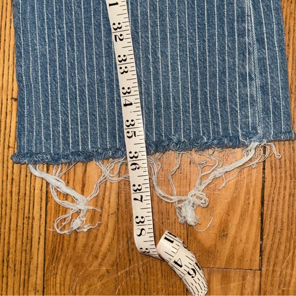LOFT Blue Striped Flare Jeans - Picture 8 of 11